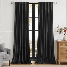 PRIMROSE Black Curtains 108 inch for Living 52"W x 108"L Pack of 2 ,