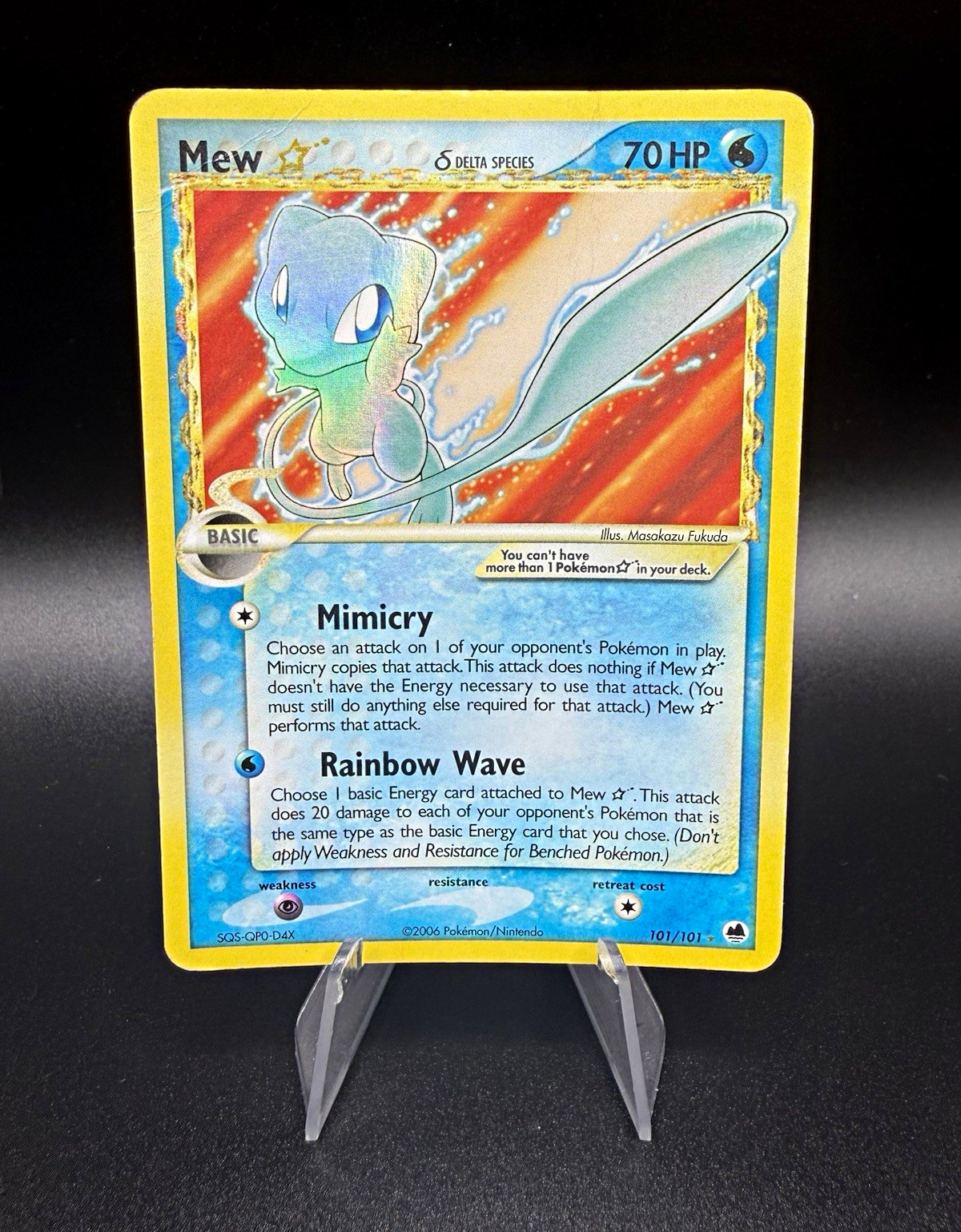 Pokemon Mew Gold Star EX Dragon Frontiers Delta Species Holo Rare 101/101 HP DMG