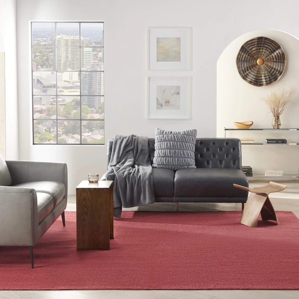 Alfombra interior exterior rojo ladrillo 9X9 pila baja fácil limpieza diseño versátil 100 polos... Foto 3 de 4