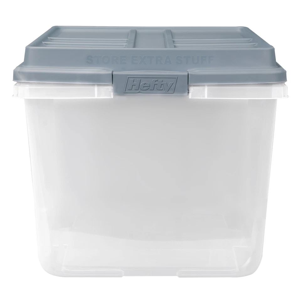 Hefty 72 Qt Hi-Rise Plastic Storage Bin with Lid, 6 Pack, Smoke Blue (Open Box) - Image 4 of 4