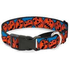 Plastic Martingale Collar Jack-o'-Lanterns Blue WIDE-Medium 16-23" (US IMPORT)