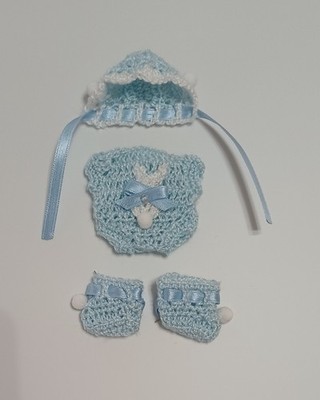 Conjunto crochet handmade reborn doll clothes 4'' to 5'' ropa reborn 11 cm a 13 cm