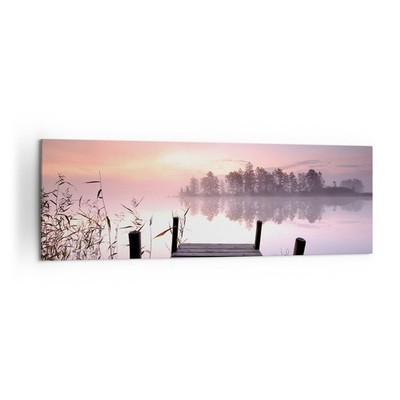Wandbilder 160x50cm Leinwandbild Morgen Sonnenaufgang Nebel See XXL Bilder