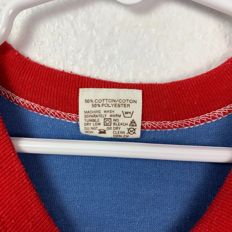 Vintage Russell Athletic V-Neck Ringer Cubs Blue Red Tee T-Shirt Youth Boys Lg B - Image 3 of 4