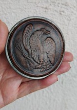 American Eagle Belt Buckle Liberty Justice Freedom Leather Inlay Vtg 70s