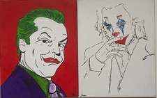 Seasoned Art The Joker Joaquin Phoenix Jack Nicholson hand painted comic fan art