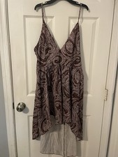 High low Spaghetti Strap Dress Brown XL