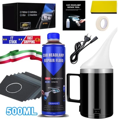 BETTER-CAR9091 500ML Kit Lucidatura Fari Rinnova Ripristina Elimina Graffi Fanali Polimero Blu