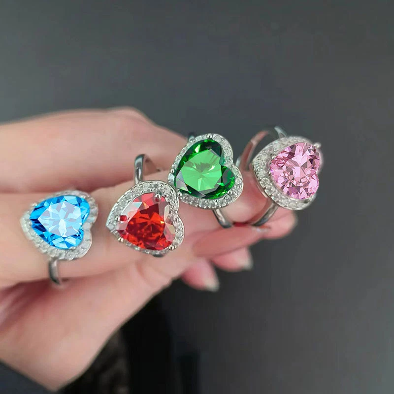 Verlobungsring Damen Ring 925 Silber plattiert Zirkonia Herz Form Edelstein - Bild 2 von 4