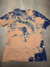 Diesel T-Shirt Herren Rosa Blau Batik-Look Kurzarm Gr. S