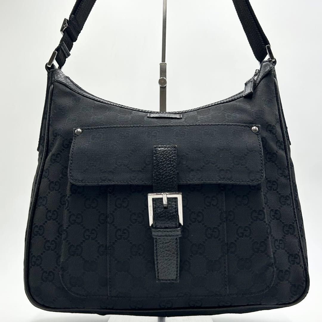 Gucci GG Canvas Crossbody Shoulder Bag in Black Leather for Business