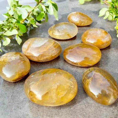 Golden Healer Quartz Palm Stone - Healing & Harmony | Crystal Shop UK