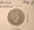 1916 D Barber Quarter - U.S. 25 cents silver coin in circulated condition