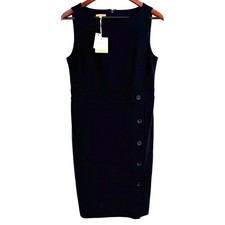 NEW NWT Talbots Sz 8 Italian Fabric NAVY BLUE Button Accent Formal Dress Dinner