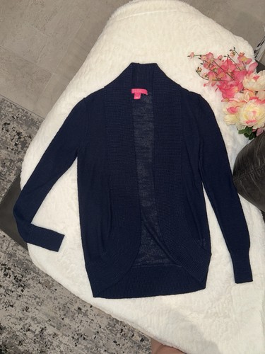 Lilly Pulitzer Amalie Open Front Knit Cardigan Blue Size XXS Preppy Colorful