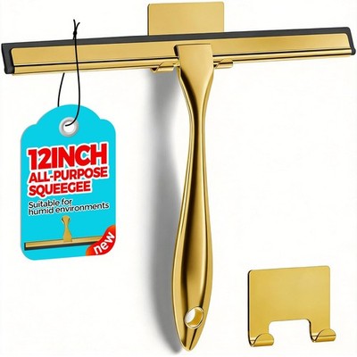 ALFLOD 12-Inch Golden All-Purpose Shower Squeegee for Shower Doors, Ti - 12 Inch
