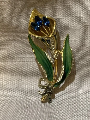 Vintage Adolf Katz Coro Craft Sterling Silver Lily  Costume Jewelry Brooch Great