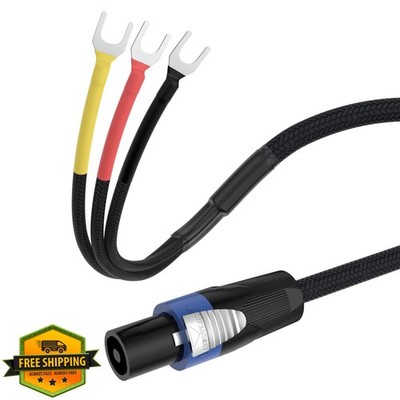 Tertullus 1.5M Speaker Wire Speakon to 3-Spade OFC Cord Amp Monitor