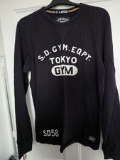 SUPERDRY BLUE MARL SWEATSHIRT XLARGE MENS PULLOVER SPORTS JUMPER CLASSIC TOP XL