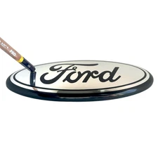 Premium Logo 7" Emblem:  Mirror Chrome Oval Black Logo for Ford Grille Badge