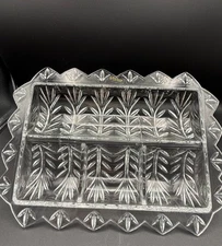 Fifth Avenue Portico Crystal RELISH TRAY 4-Section 12"x9" Vtg 90's Crackers