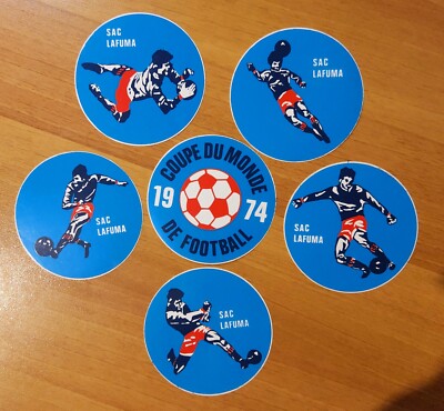 Konvolut 6 alte Aufkleber LAFUMA Vintage Sport WM FUSSBALL Deutschland 1974