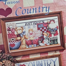 Vintage Alma Lynne Designs I Love Country Santa cross stitch pattern ALX-118
