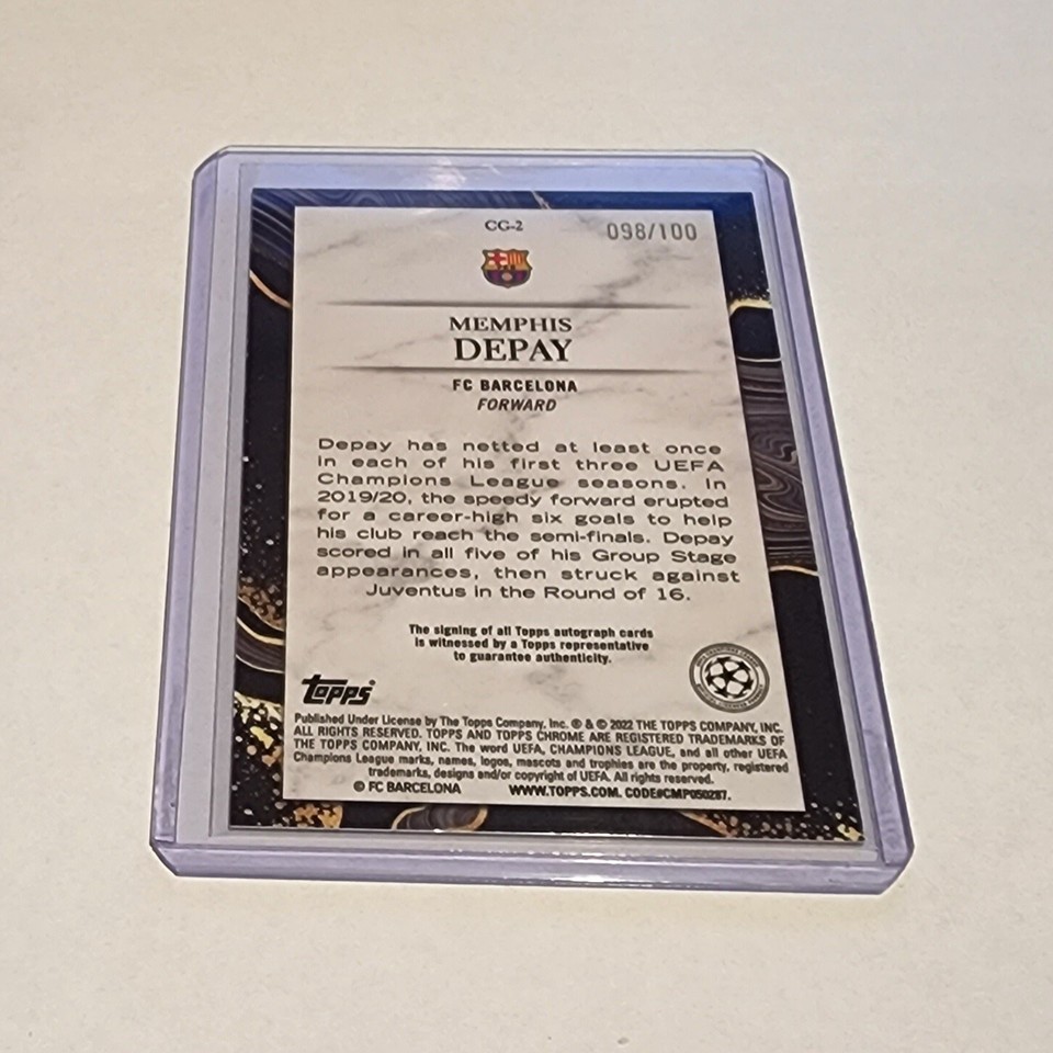 2021/22 Topps Chrome UEFA CL Chasing Glory Aqua Ref Auto Memphis Depay ...