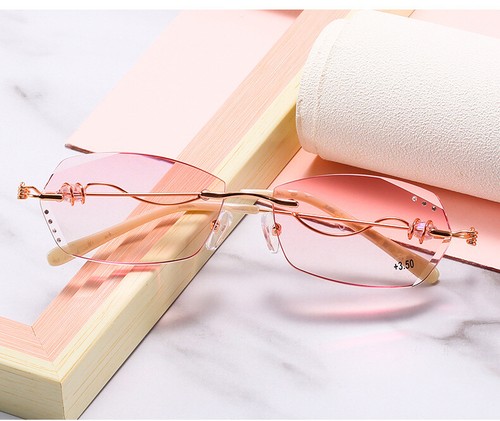 Mujeres Sin Montura Metal Moda Gafas de Lectura Decoración Atractivo Sexy Lector B - Imagen 11 de 12