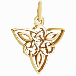 Authentic Celtic Triquetra Knot Charm Pendant 14K Yellow Gold Plated Sterling For Women's