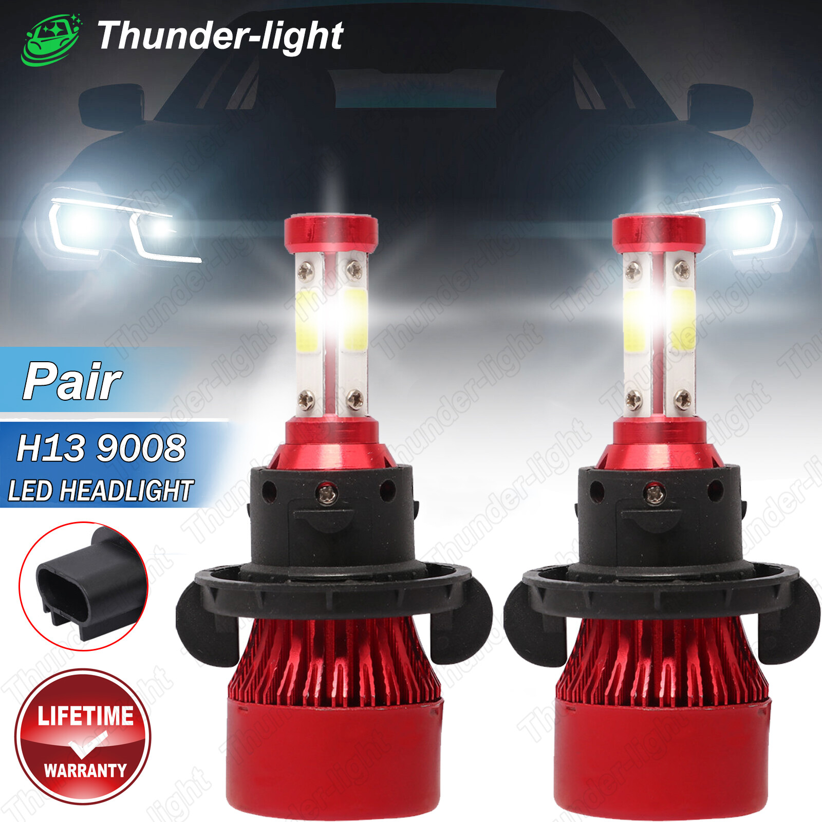 2x H13 9008 LED Headlights High Low Beam For 2007-2012 Dodge Caliber