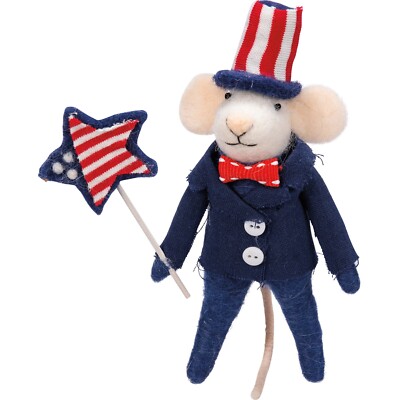 Primitives by Kathy Felt Mouse Uncle Sam Fourth Of July Critter Ornament Gift