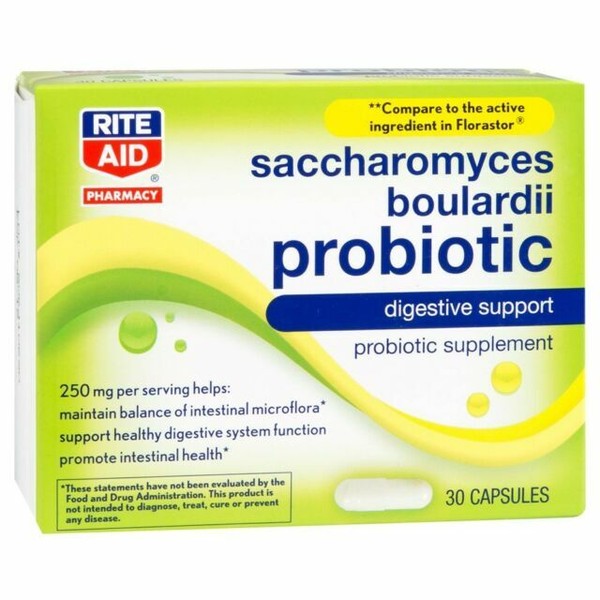 Rite Aid Saccharomyces Boulardii Probiotic 250mg Digestive Support 30 Capsules for sale online