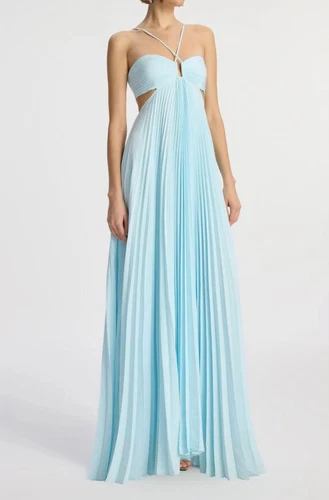 A.L.C. Neckholder fest Plissee Maxikleid blau wunderschön und elegant Kleid 2025 NEU - Bild 2 von 4