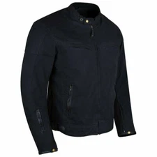 Men's Black MCJ Enigma Wax Cotton Biker Scooter Jacket Vance Leather