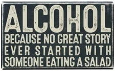 Vintage Retro Looking "ALCOHOL" Funny Tin Metal Sign 12" x 8"