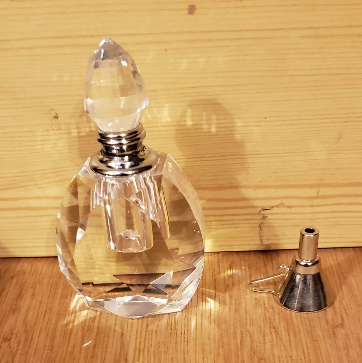 Elegant Dillards Perfume Crystal Bottle With Funnel Velvet Gift
