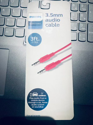 Philips Auxiliary Cable 3.5mm Basic 3ft Audio cable Pink