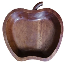 The Cellar for Macy's Wooden Wood Apple Shaped Serving Bowl Candy/Nut Dish Brown