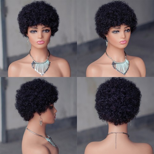 Short Afro Kinky Curly Human Hair Wigs for Black Women African Wigs Party Wigs - Picture 5 of 15
