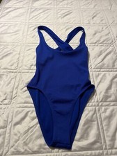NIKE SWIM WOMEN'S SOLID ONE PIECE Royal Blue Small Move to Zero New