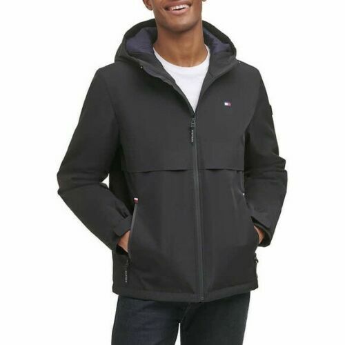 Tommy Hilfiger Men's Performance Hooded Jacket Black XXL