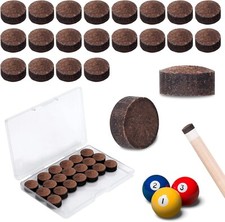 20-Pack Billiard Pool Cue Tips Replacement Kit - Brown Leather