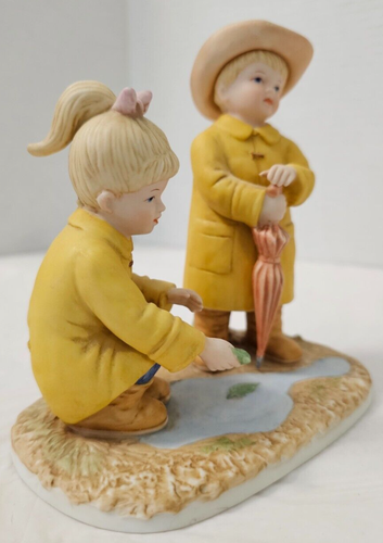 Homco Denim Days Figurine # 88013-99 Puddle Jumpers Rainy Day - Picture 6 of 9
