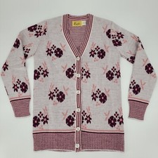 Beeline Fashions Sweater Size Small Cardigan USA Made Vintage Floral Grandma