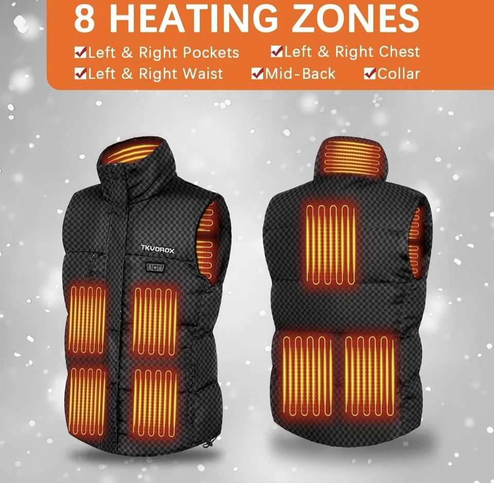 Chaleco térmico chaqueta para hombre 16000 mAh batería 8 zonas de calefacción impermeable a prueba de viento Foto 4 de 4
