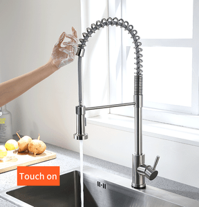 Brushed Nickel Smart Touch Control Kitchen Faucet Touch Induction
