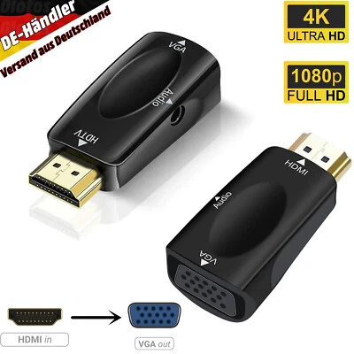OLOTOS HDMI zu VGA Stecker HD 1080p Adapter Konverter AUX Audio Video Kabel PC Laptop
