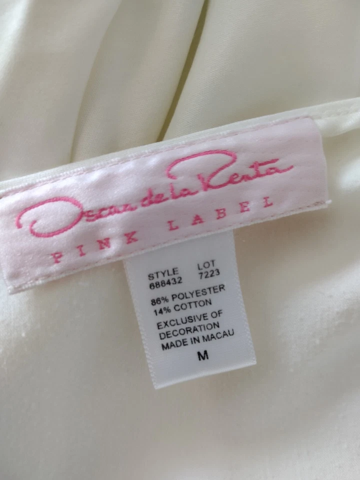 Vestido de noite Oscar de la Renta etiqueta rosa cetim branco tamanho médio comprimento máximo  - Imagem 4 de 4
