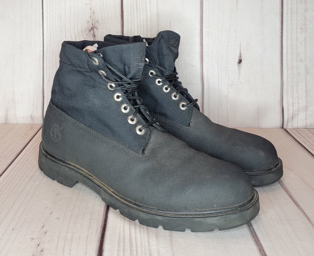 Timberland 6 Inch Roll Top Black Leather Boots Men's Size 12